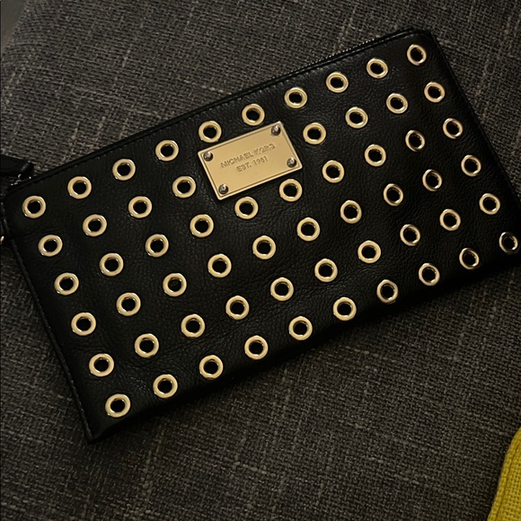 Michael Kors Black Clutch with Gold Accents - Picture 1 of 3